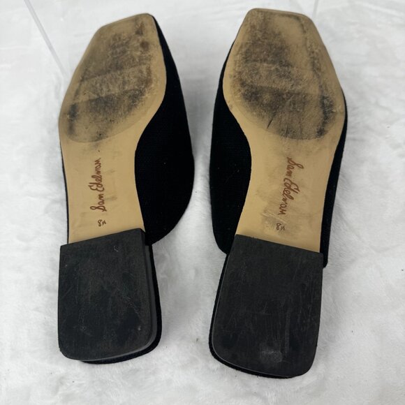 Sam Edelman New York Women's 8.5 Lavina Black Linen Buckle Square Toe Mule Slide - Picture 9 of 11